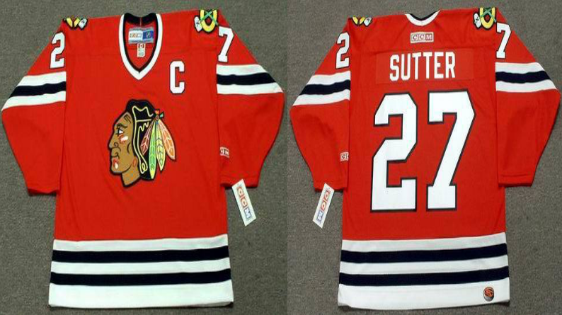 2019 Men Chicago Blackhawks #27 Sutter red CCM NHL jerseys